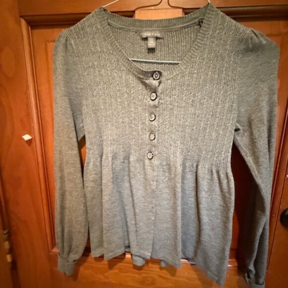 Apt 9 Womens Petite Small Babydoll cardigan Sweater Gray - Picture 1 of 5